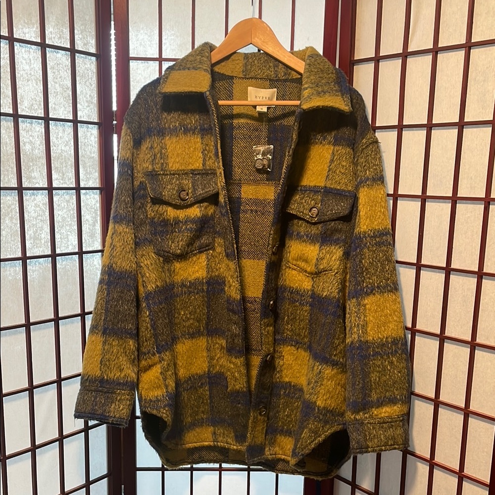 Yellow and Blue Plaid shirt Jacket